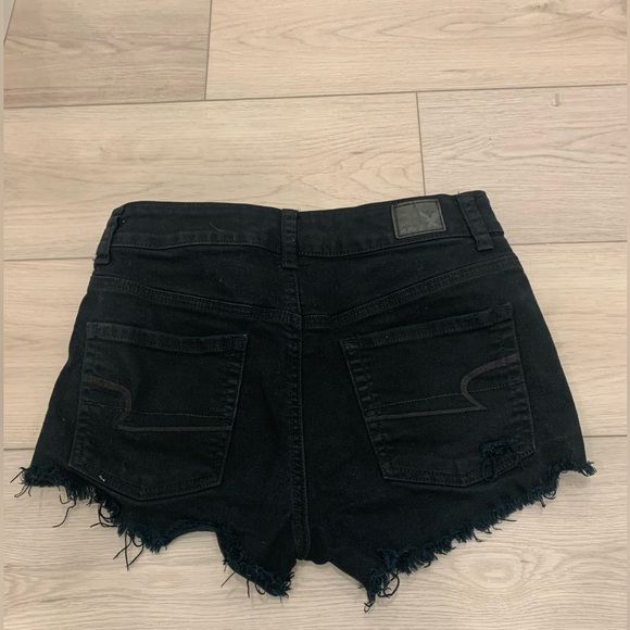American Eagle Black Ripped Jean Shorts - Picture 2 of 4